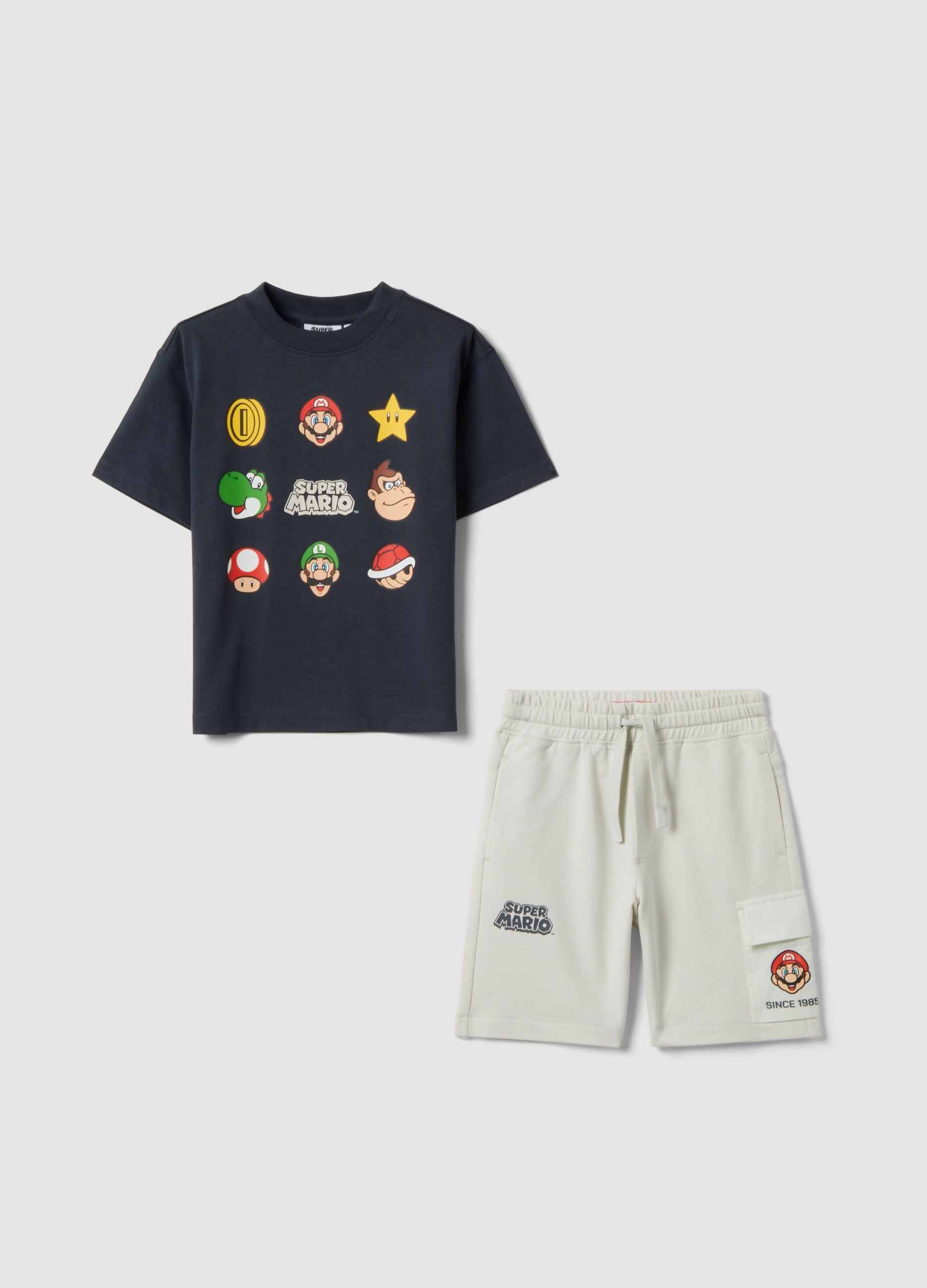 Blue pure cotton set with T-shirt and shorts