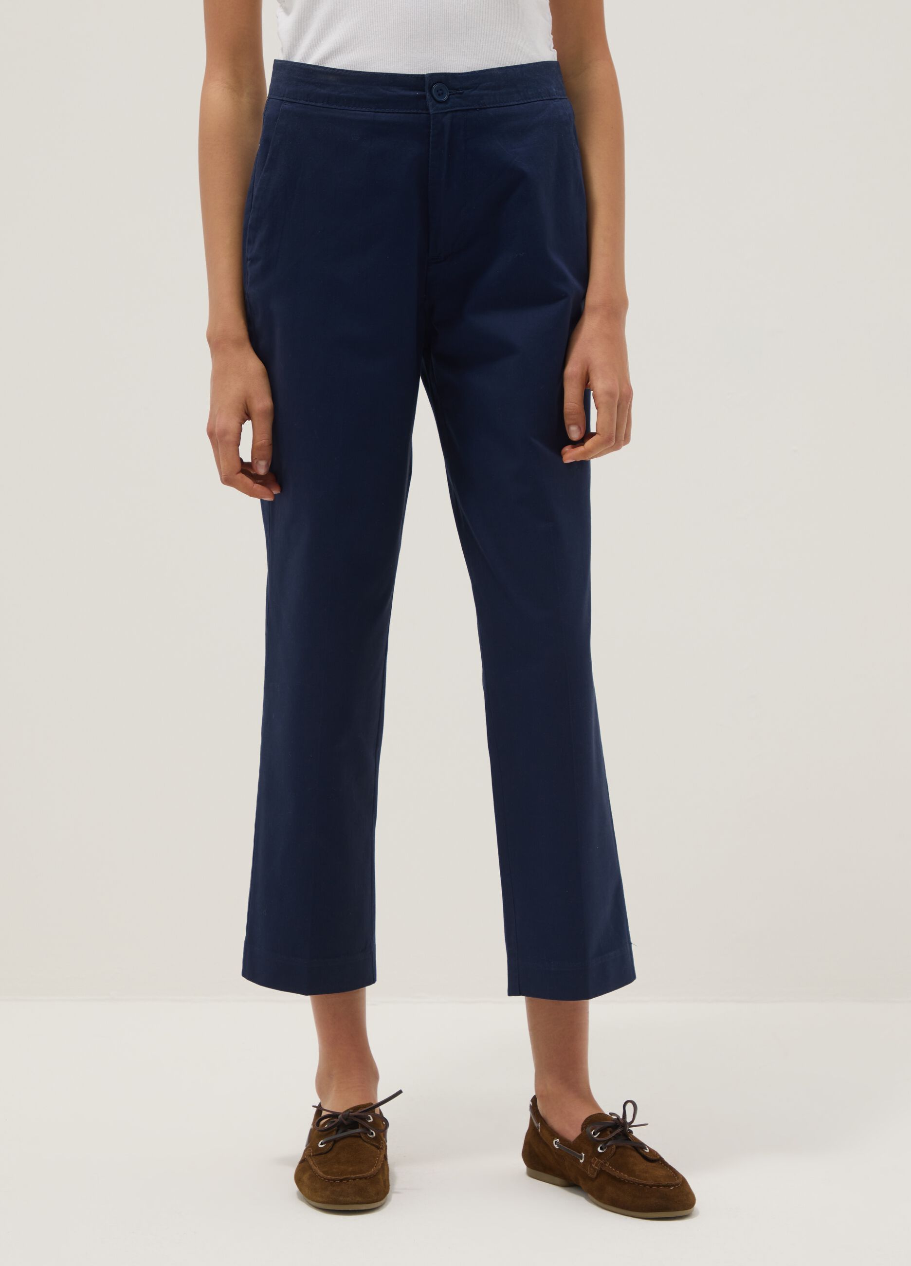 Blue regular-fit pure cotton chino trousers