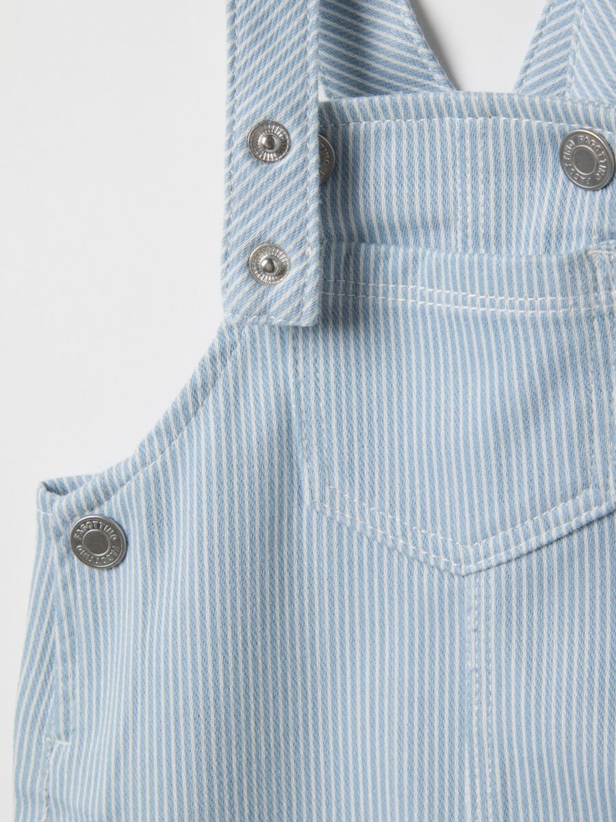 Striped blue cotton blend dungarees for newborns with regular fit_3