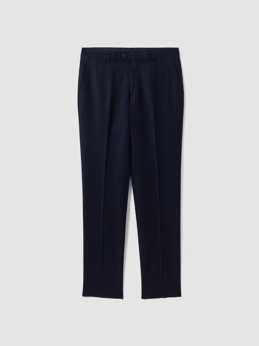 Blue pinstripe double-breasted stretch viscose suit_3