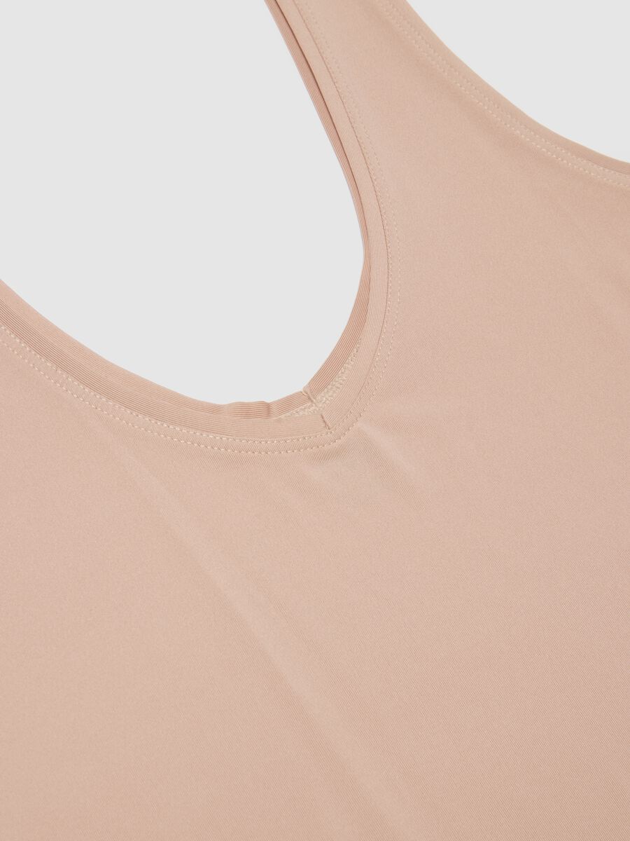 Beige deep V regular fit tank top_5