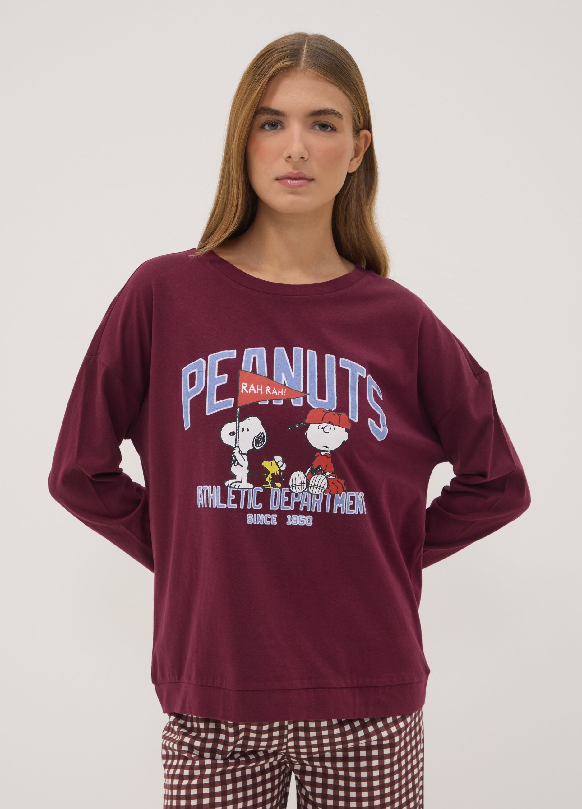 Purple pure cotton Peanuts print pyjama top