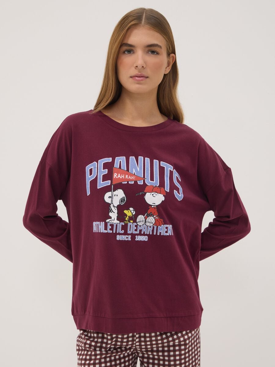 Purple pure cotton Peanuts print pyjama top_0