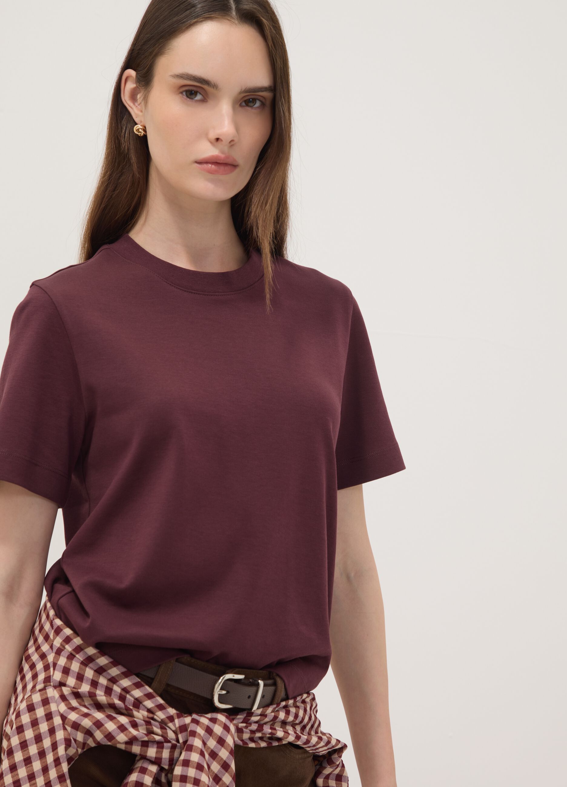 Purple pure cotton relaxed-fit T-shirt