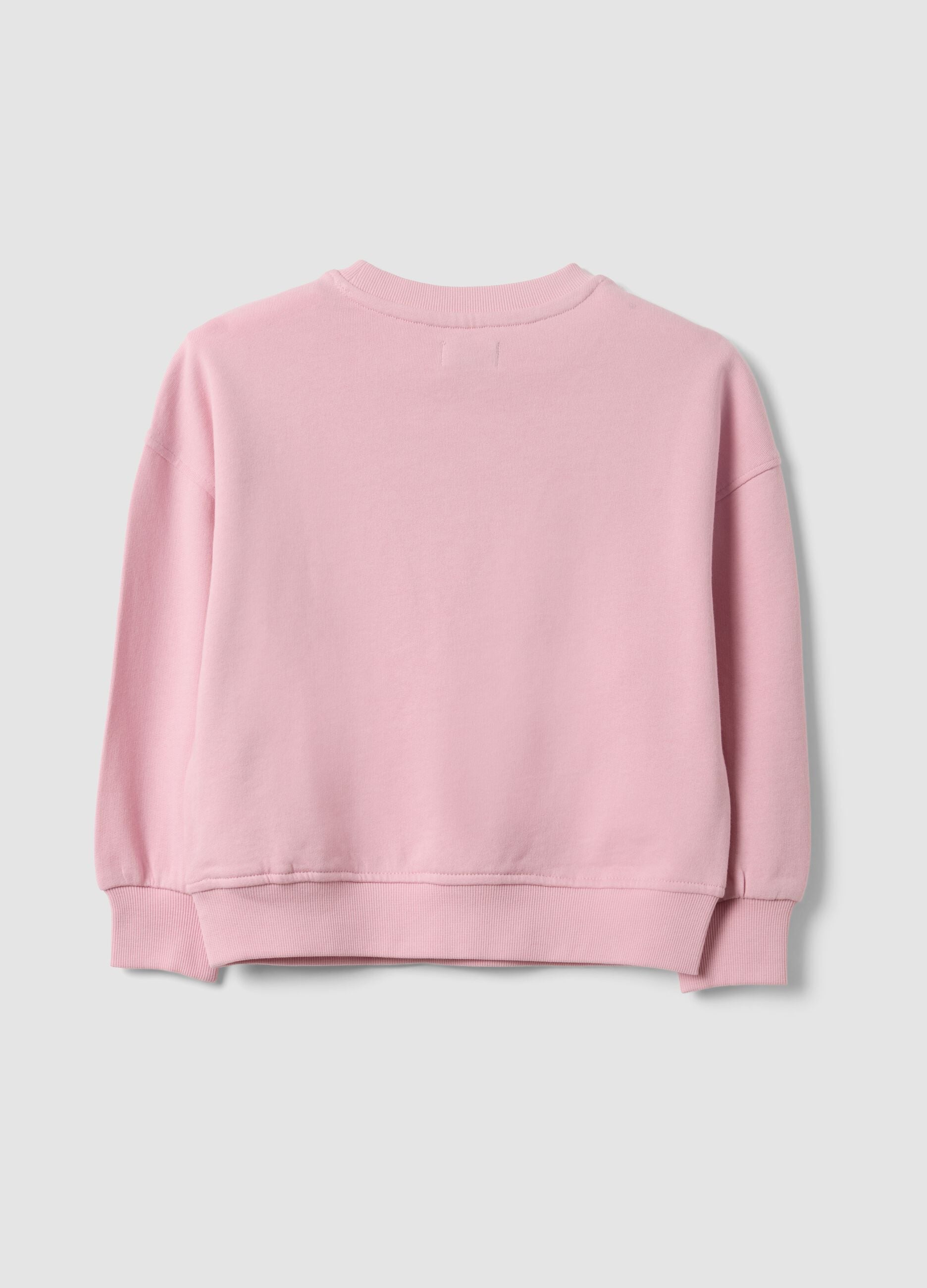 Sweatshirt rosa em algod&atilde;o puro com estampado de cora&ccedil;&atilde;o, corte regular, para menina