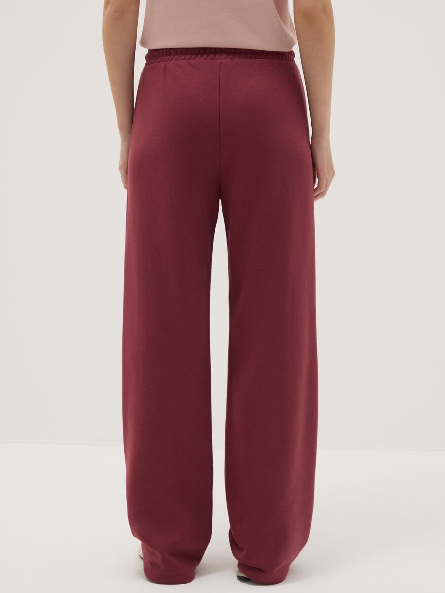 Pink regular fit cotton blend trousers_2