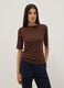 Brown stretch viscose t-shirt regular fit with boat neckline_2