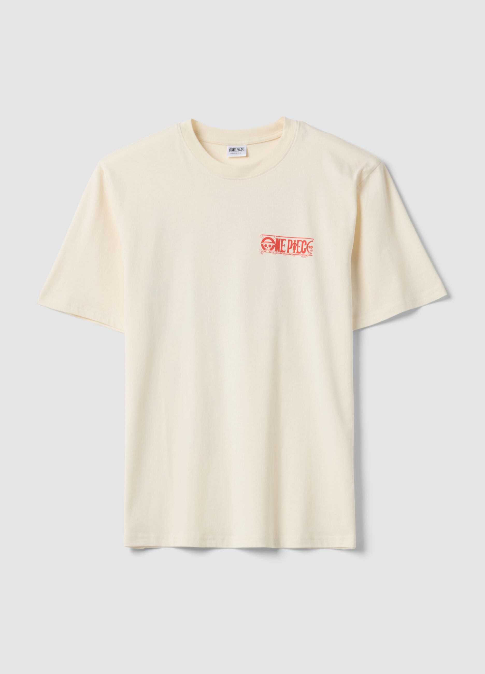 Weisses T-Shirt mit One Piece-Print aus reiner Baumwolle, Relaxed Fit