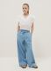 Light blue pure cotton denim wide-leg trousers for girls_0
