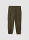 Green slim-fit stretch cotton cargo trousers_0