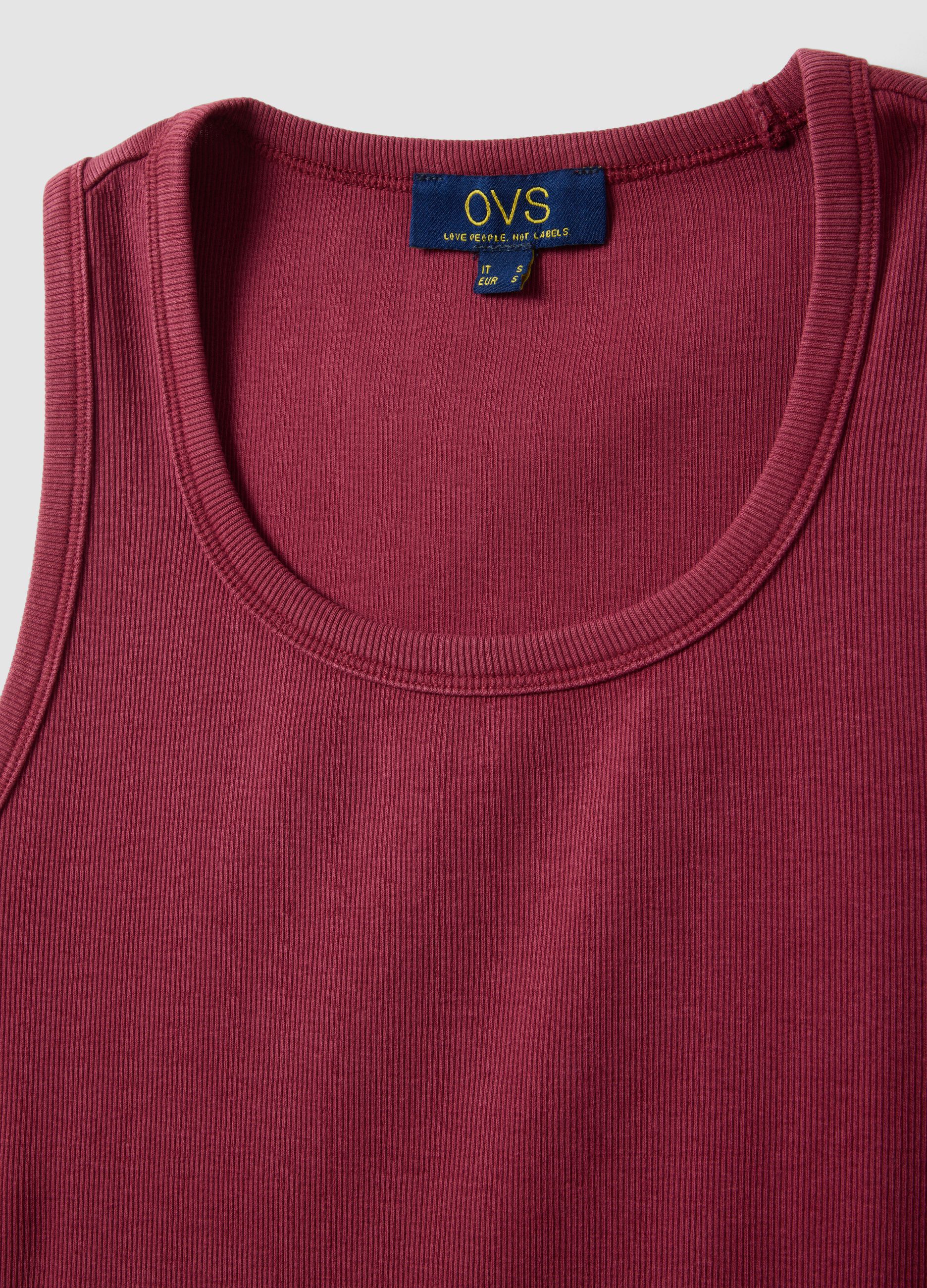 Rotes Tanktop aus Stretch-Baumwolle, Regular Fit