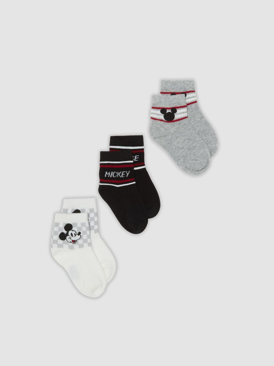 3-pack of multicoloured Mickey-themed organic stretch cotton ankle socks_0