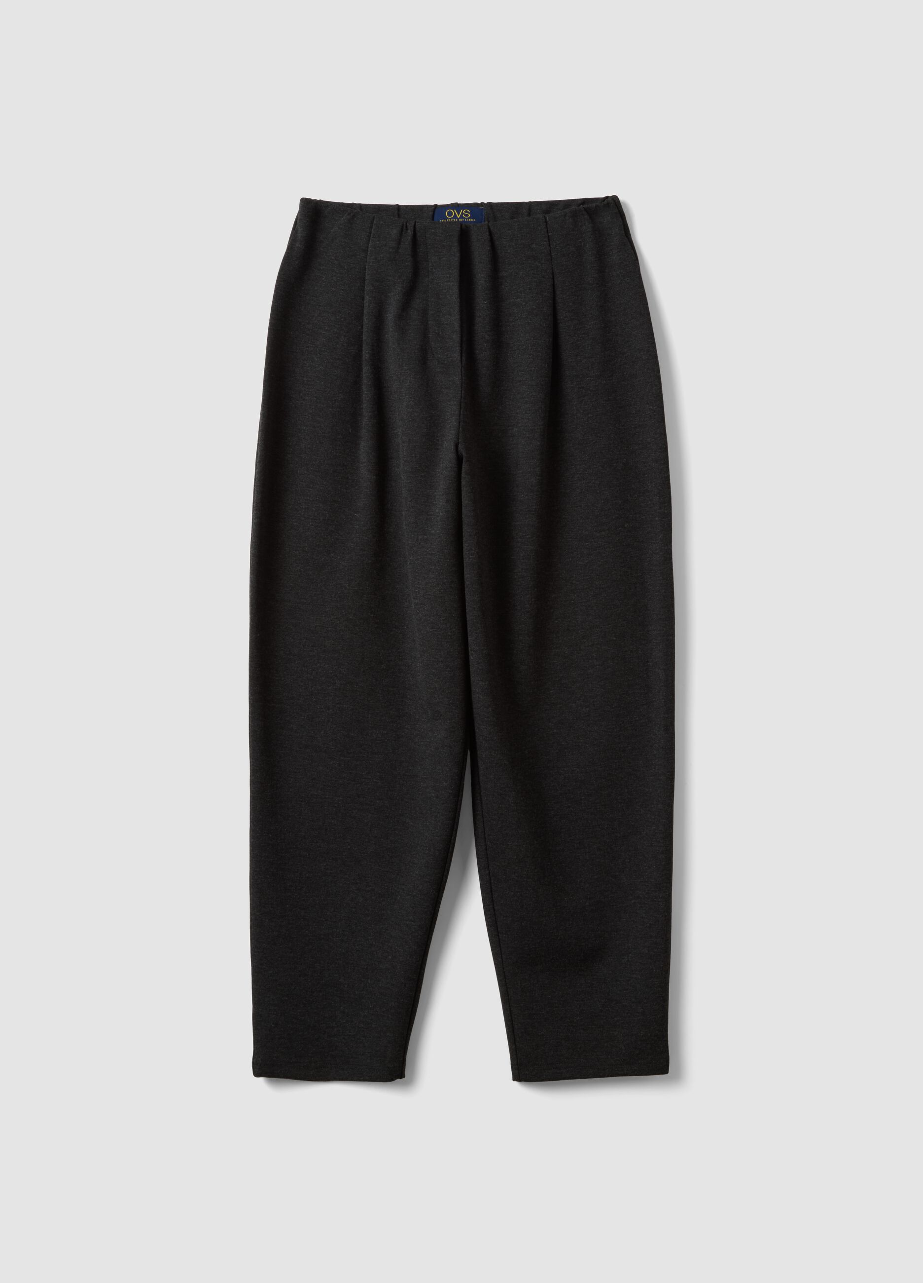 Schwarze Joggerhose aus Milano-Strick in elastischer Viskose, Barrel Fit