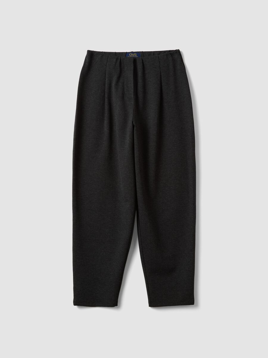 Schwarze Joggerhose aus Milano-Strick in elastischer Viskose, Barrel Fit_4