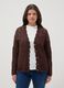 Brauner Cardigan aus reiner Baumwolle, Regular-fit mit Lochmuster_2