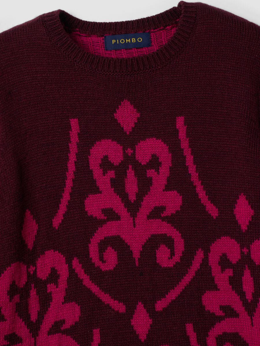 Red and pink jacquard wool-blend crew-neck jumper_1