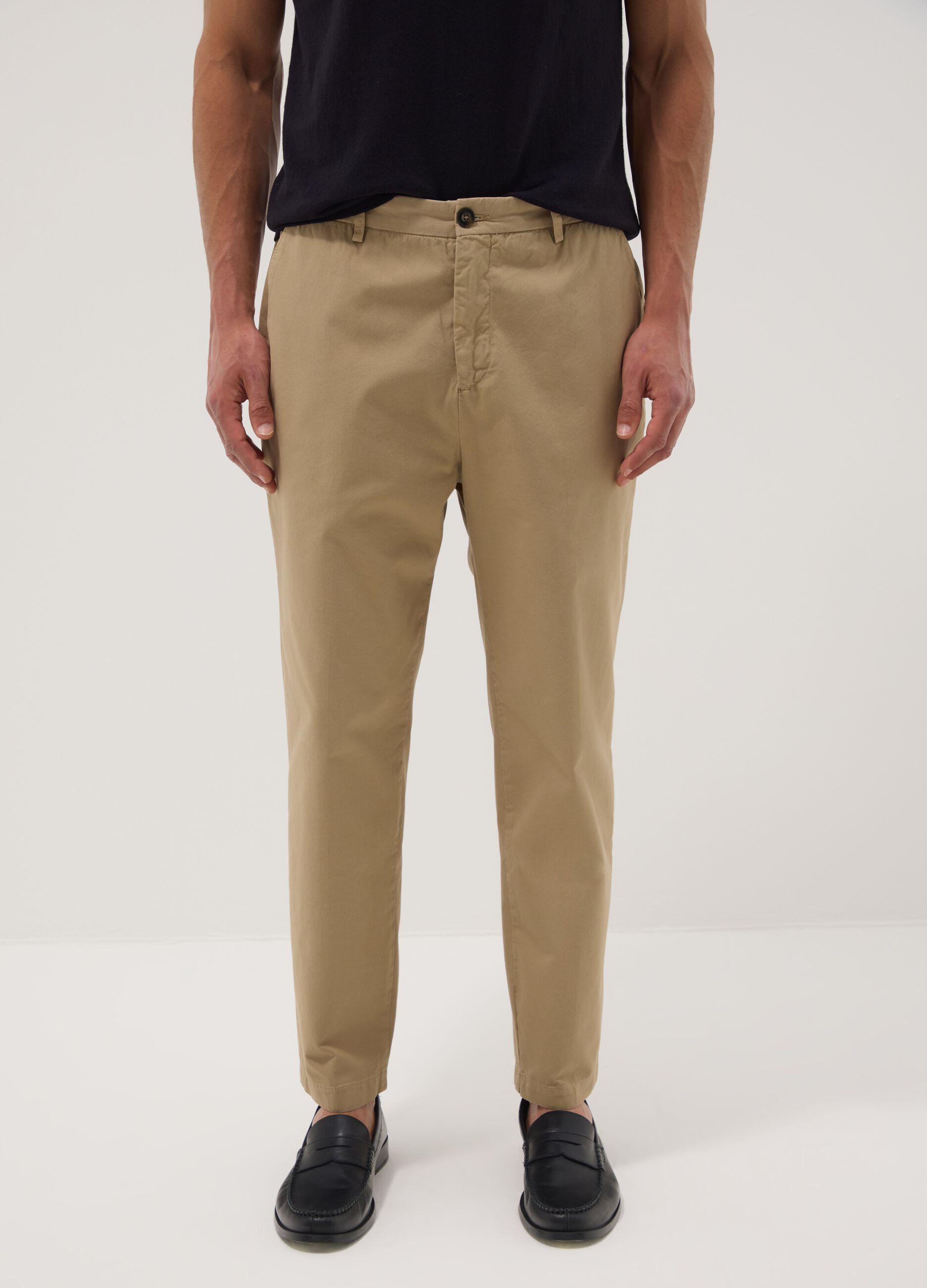 Beige pure cotton chino trousers