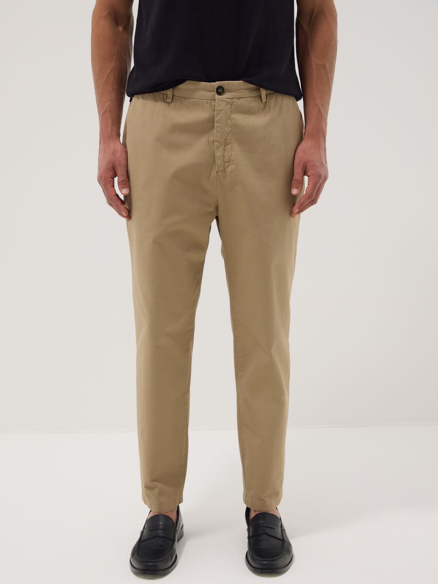 Beige pure cotton chino trousers_1