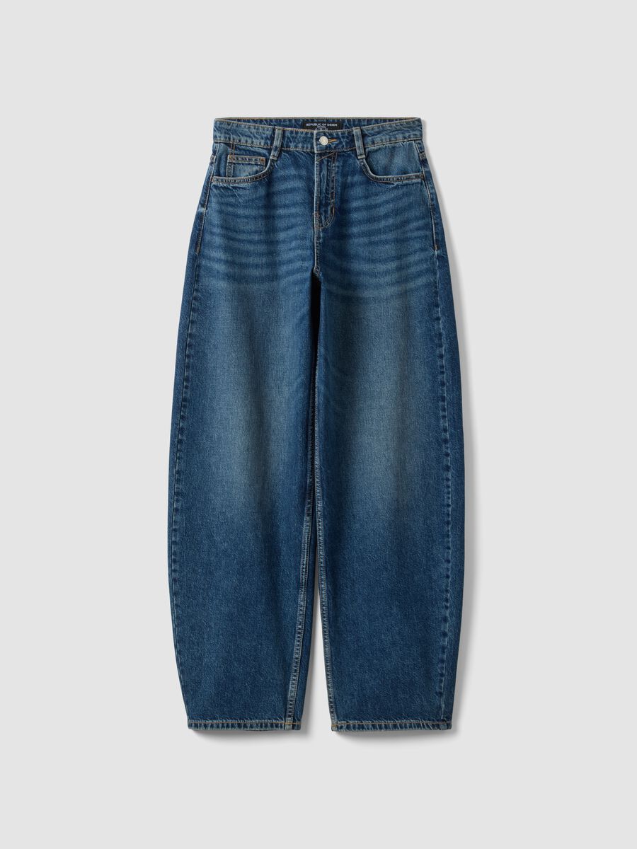 Jeans blu scuro denim in puro cotone barrel fit_0