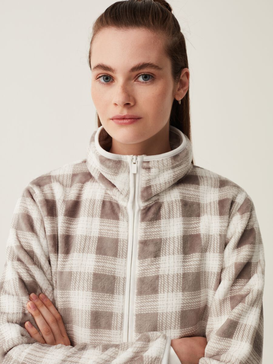 Full-zip dressing gowns with check pattern_1
