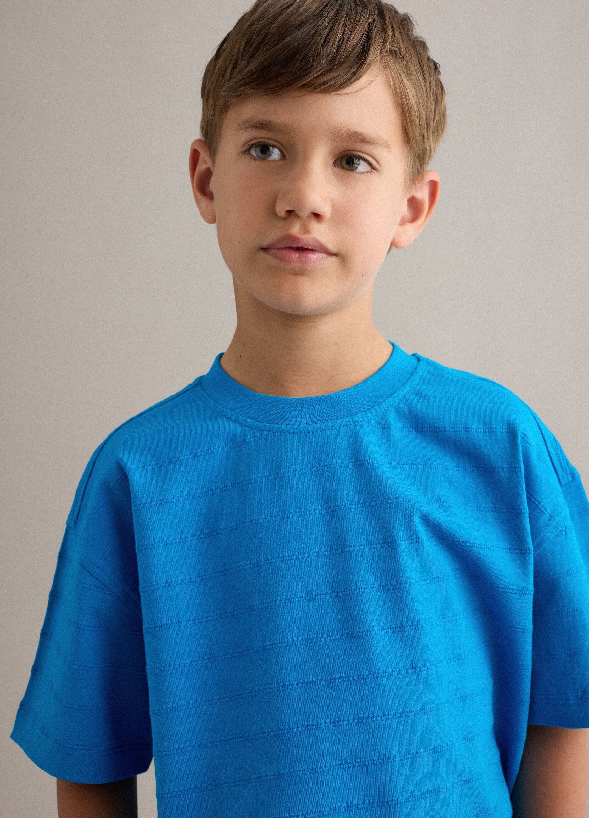 Children's regular fit blue pure cotton t-shirt