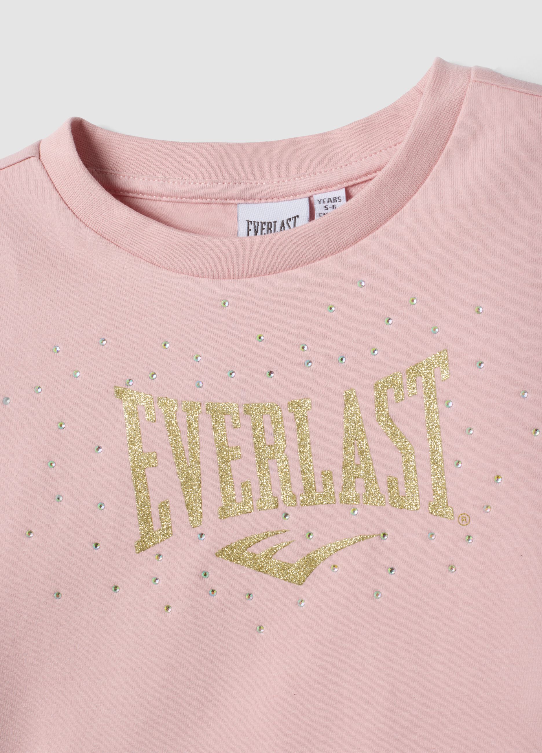 Rosa cropped T-Shirt aus Stretch-Baumwolle mit Print f&uuml;r M&auml;dchen
