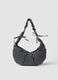 Grey shoulder bag with ruched handle_1