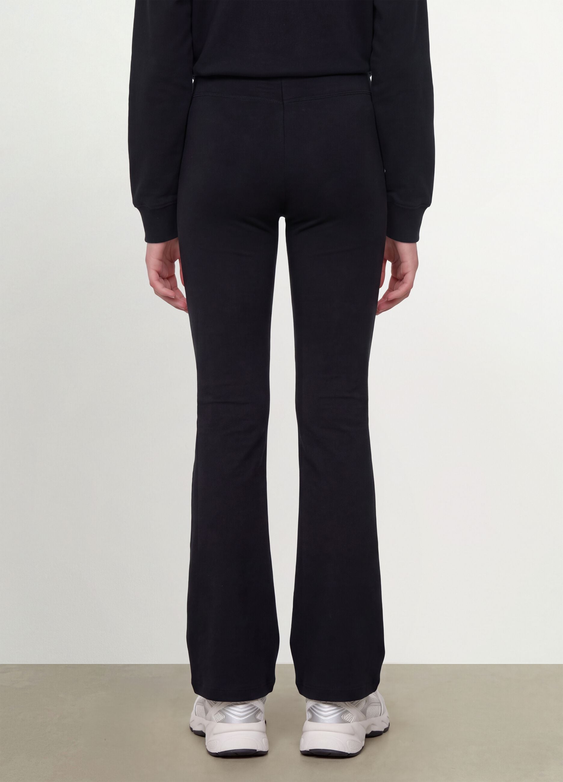 Girls' black slim-fit stretch organic cotton trousers