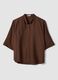 Brown viscose-blend regular-fit blouse with mandarin collar_4