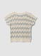 Beige stretch cotton T-shirt with openwork detailing_4