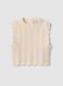 Colete perfurado em puro algod&atilde;o bege para meninas ajuste regular_0