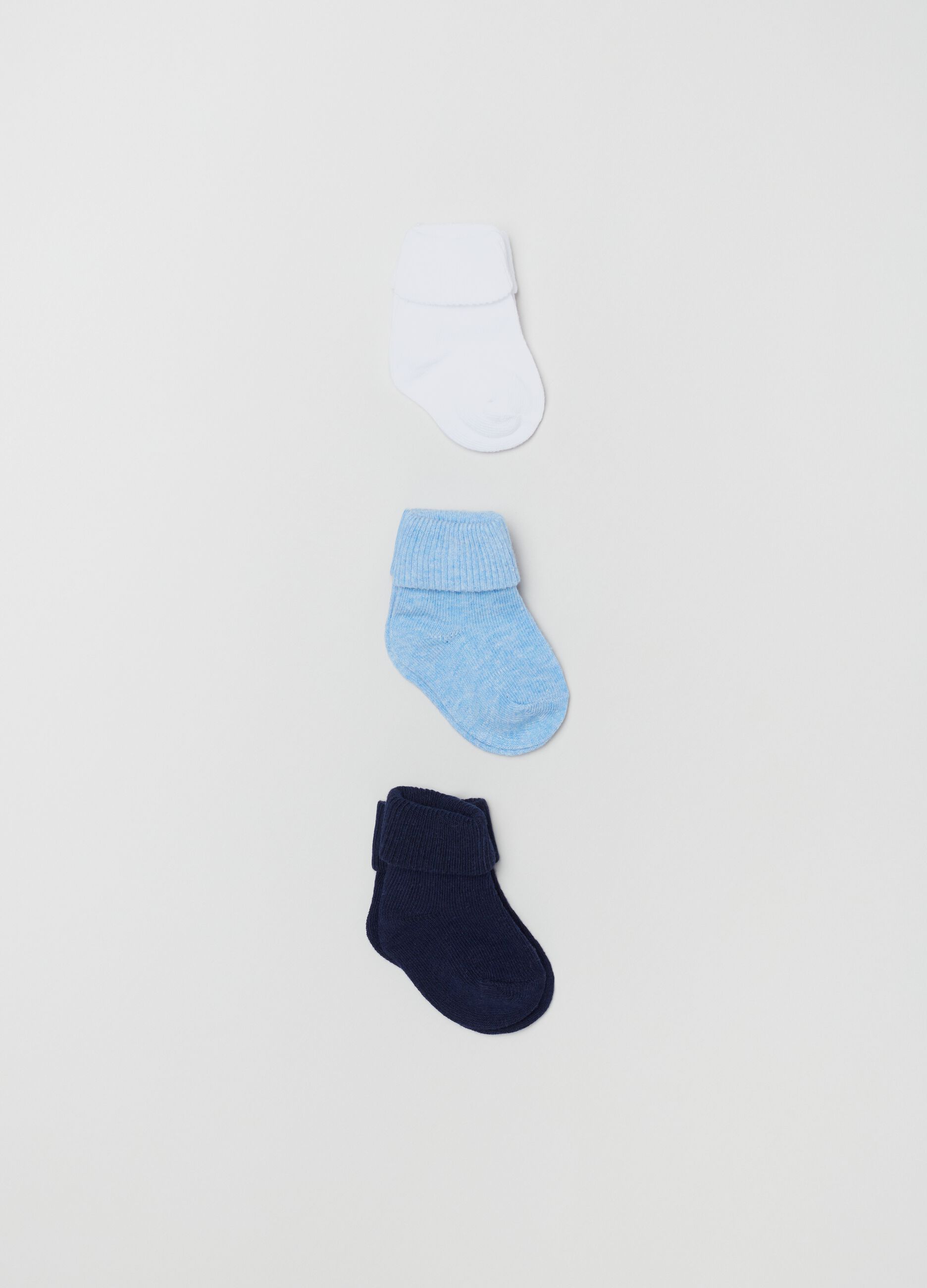 Three-pair pack stretch socks with fold_0