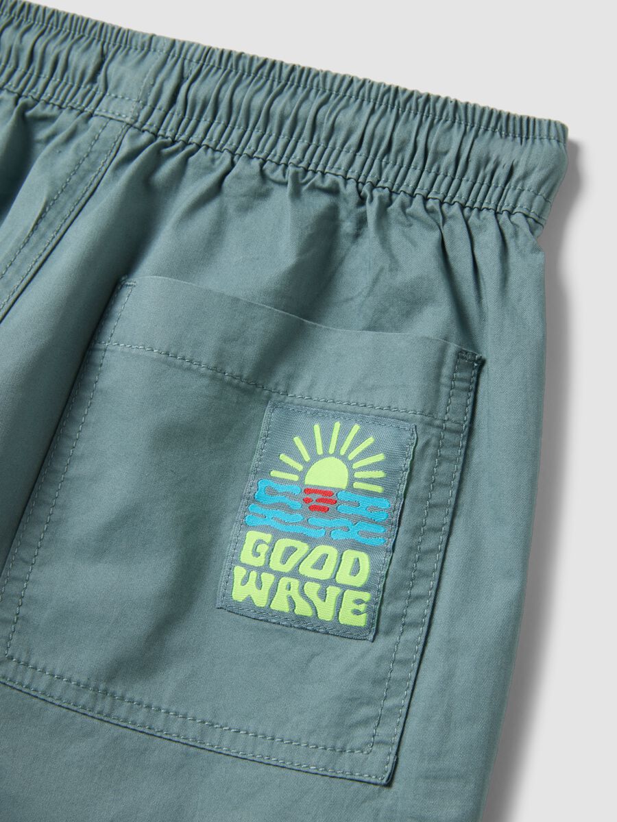 Light blue pure cotton shorts with elasticated waistband_3