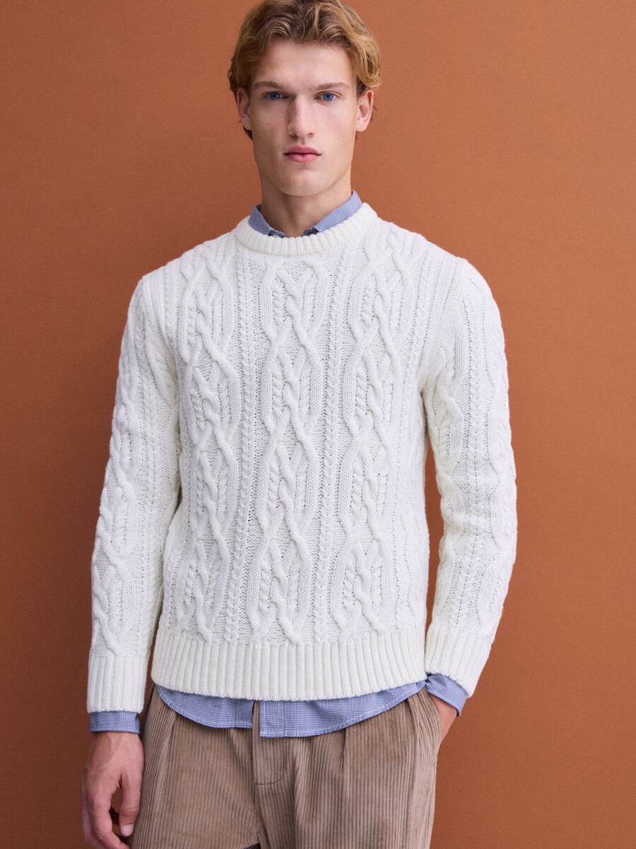 White regular-fit jacquard wool-blend jumper_1