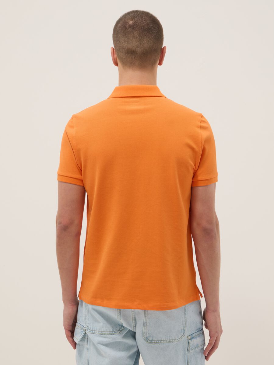 Orange short sleeve pure cotton polo shirt regular fit_3