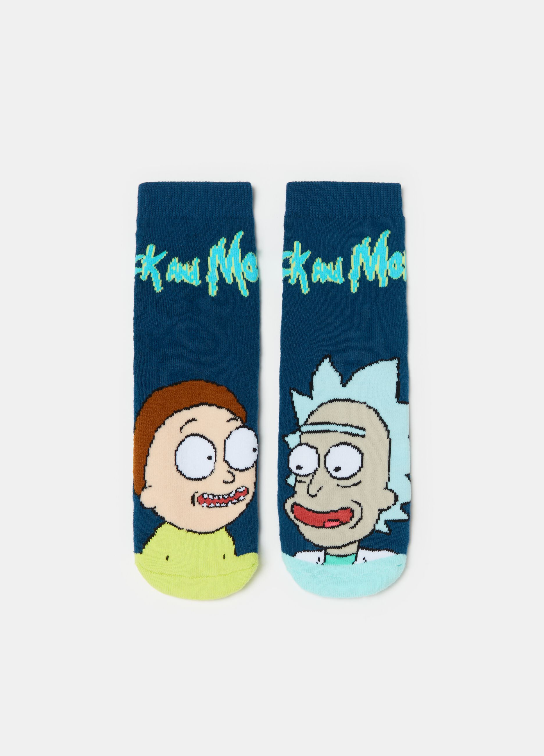 Calcetines antideslizantes con estampado Rick y Morty