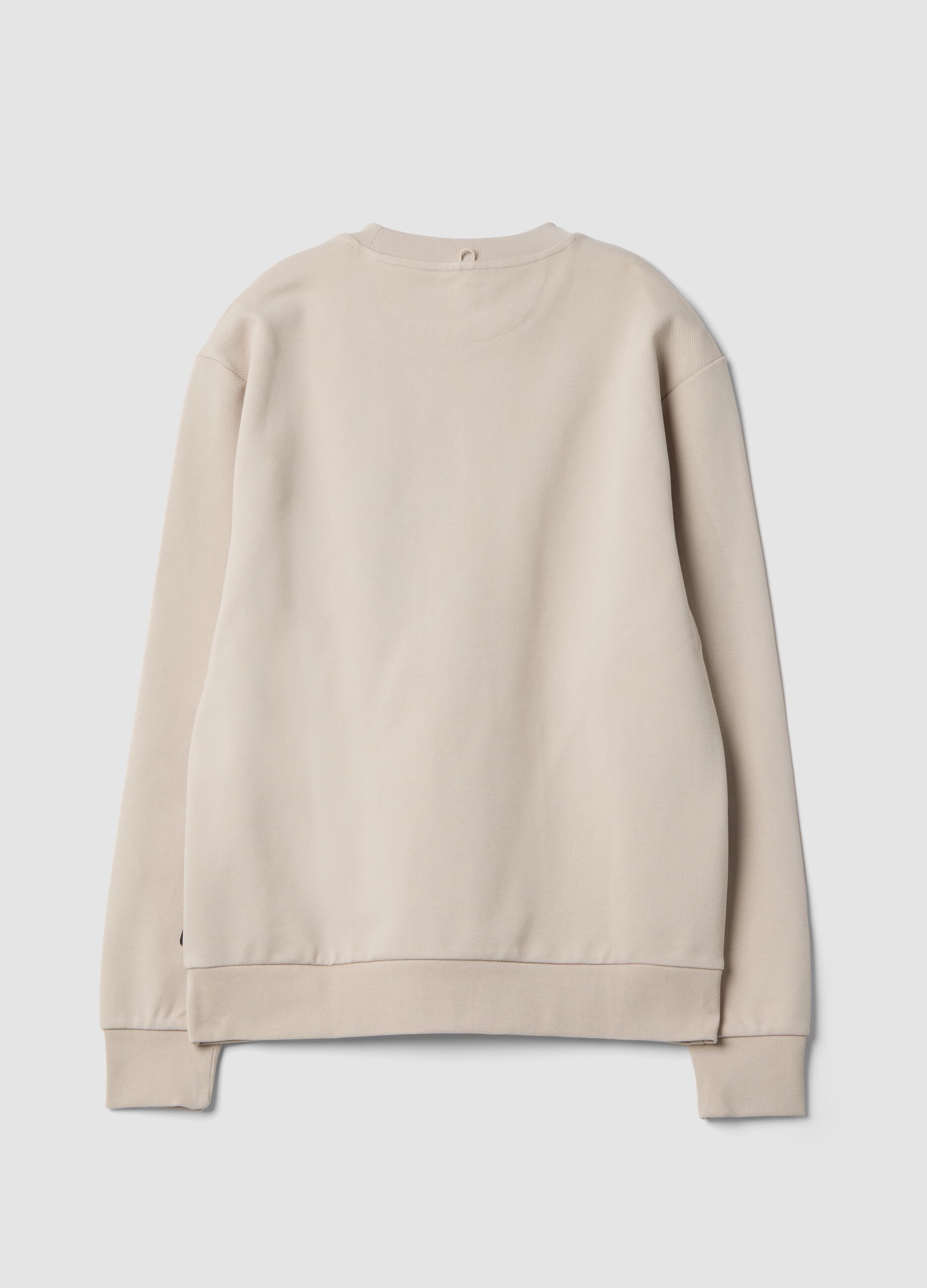 Beige stretch-cotton relaxed-fit crew-neck sweatshirt