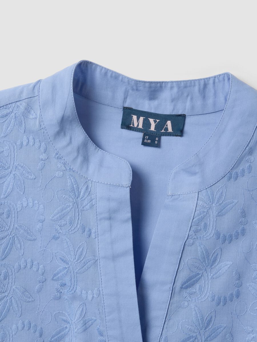 Light blue pure cotton shirt with embroidery_5