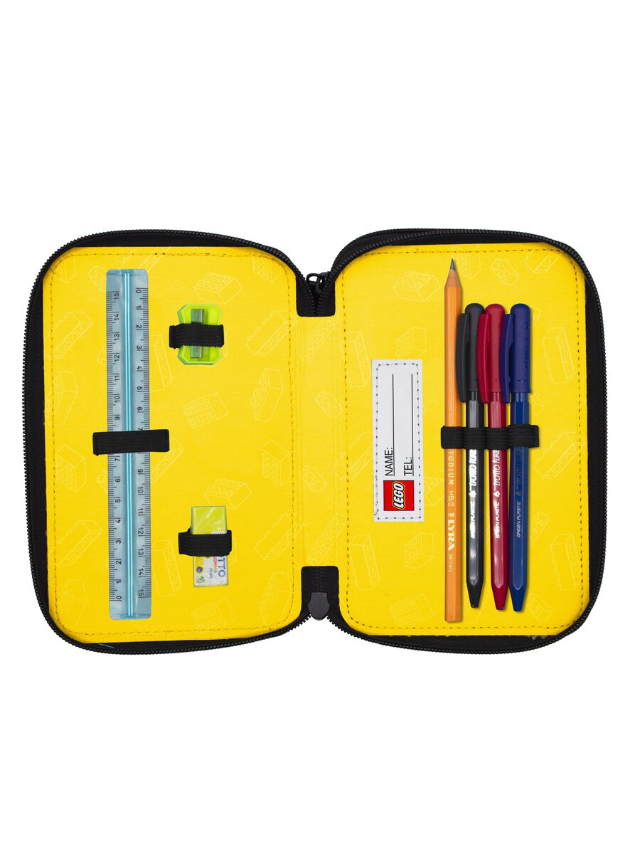 Three-layer pencil case with print and zips_1