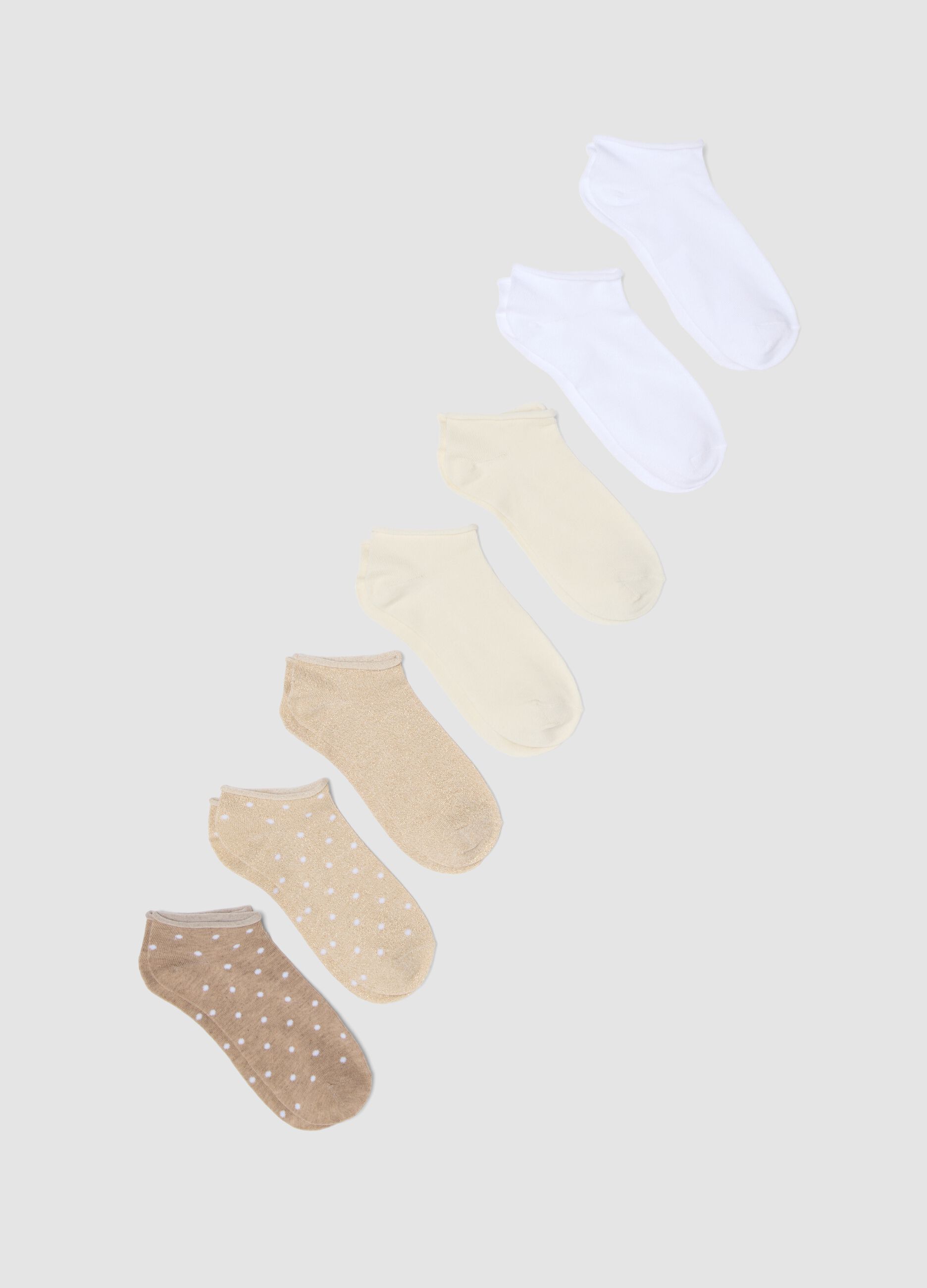 Multipack of seven white invisible socks in stretch fabric