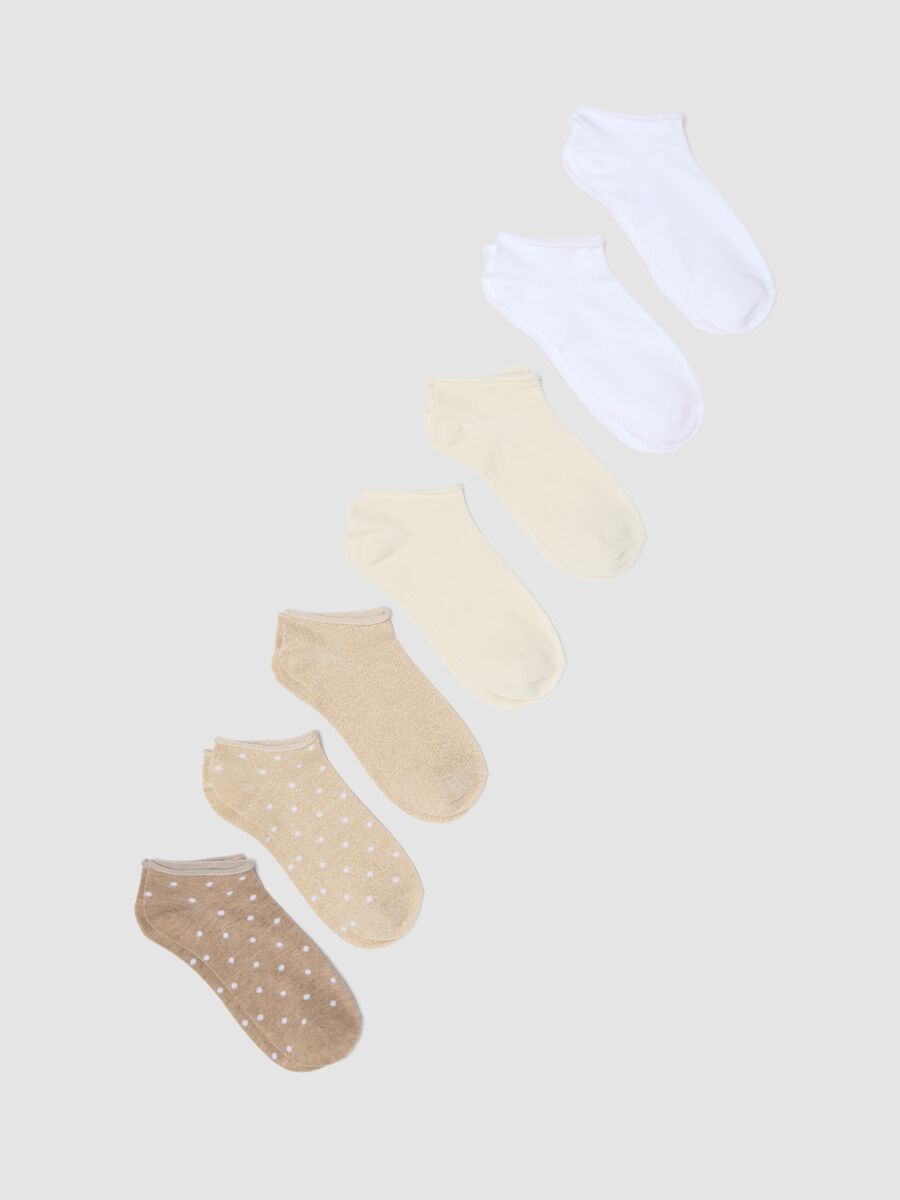 Multipack of seven white invisible socks in stretch fabric_0