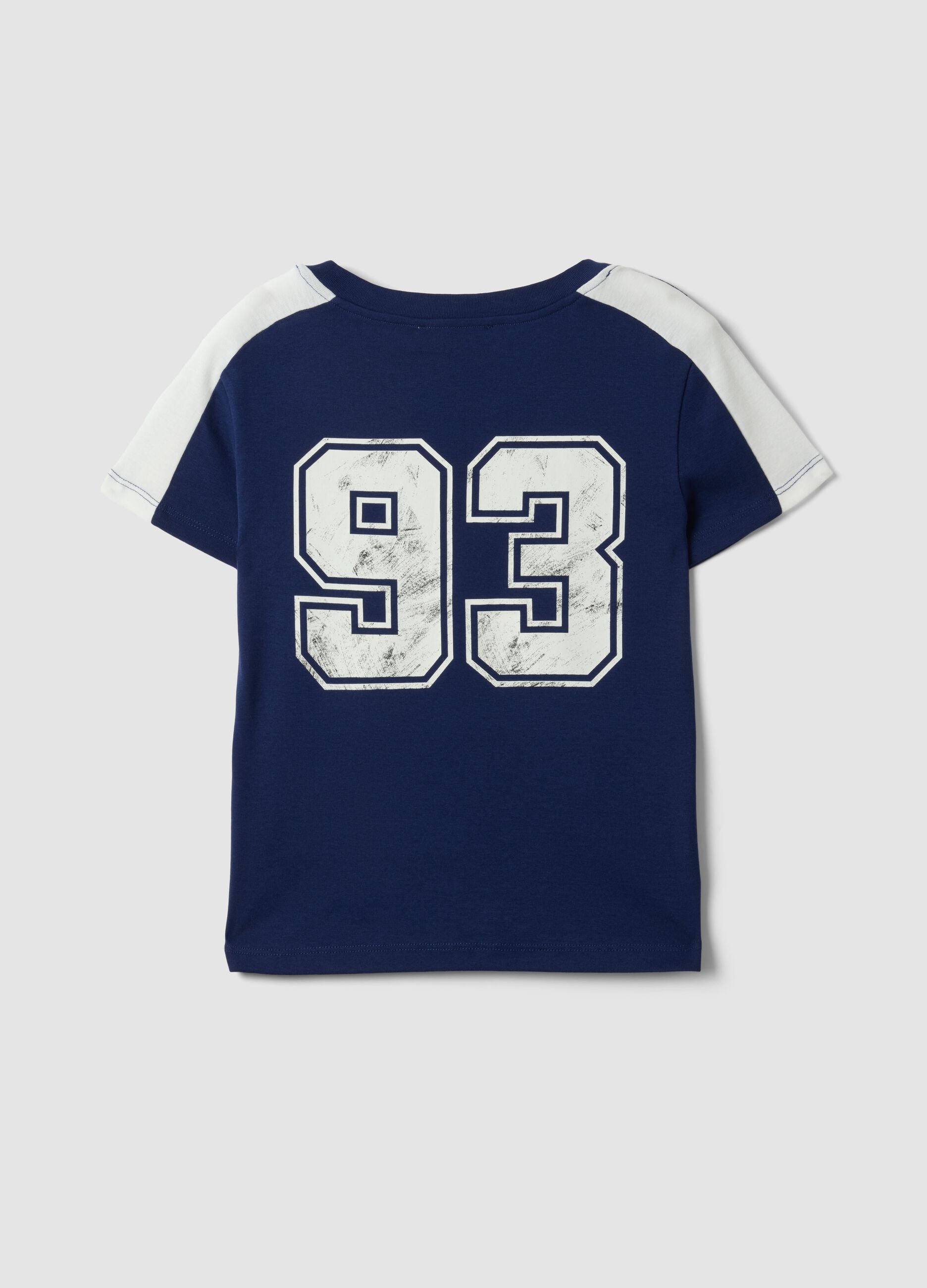 T-shirt azul em algod&atilde;o puro com decote redondo e estampado New York City