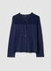 Blue V-neck pyjama top in stretchy cotton, lyocell and wool_4