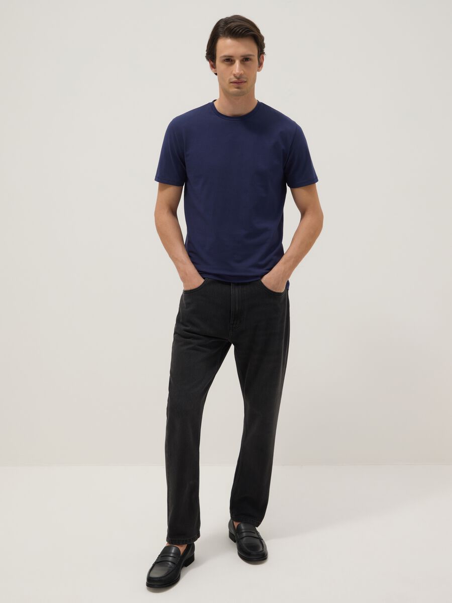 Blue Slim Fit Stretch Cotton T-Shirt_2