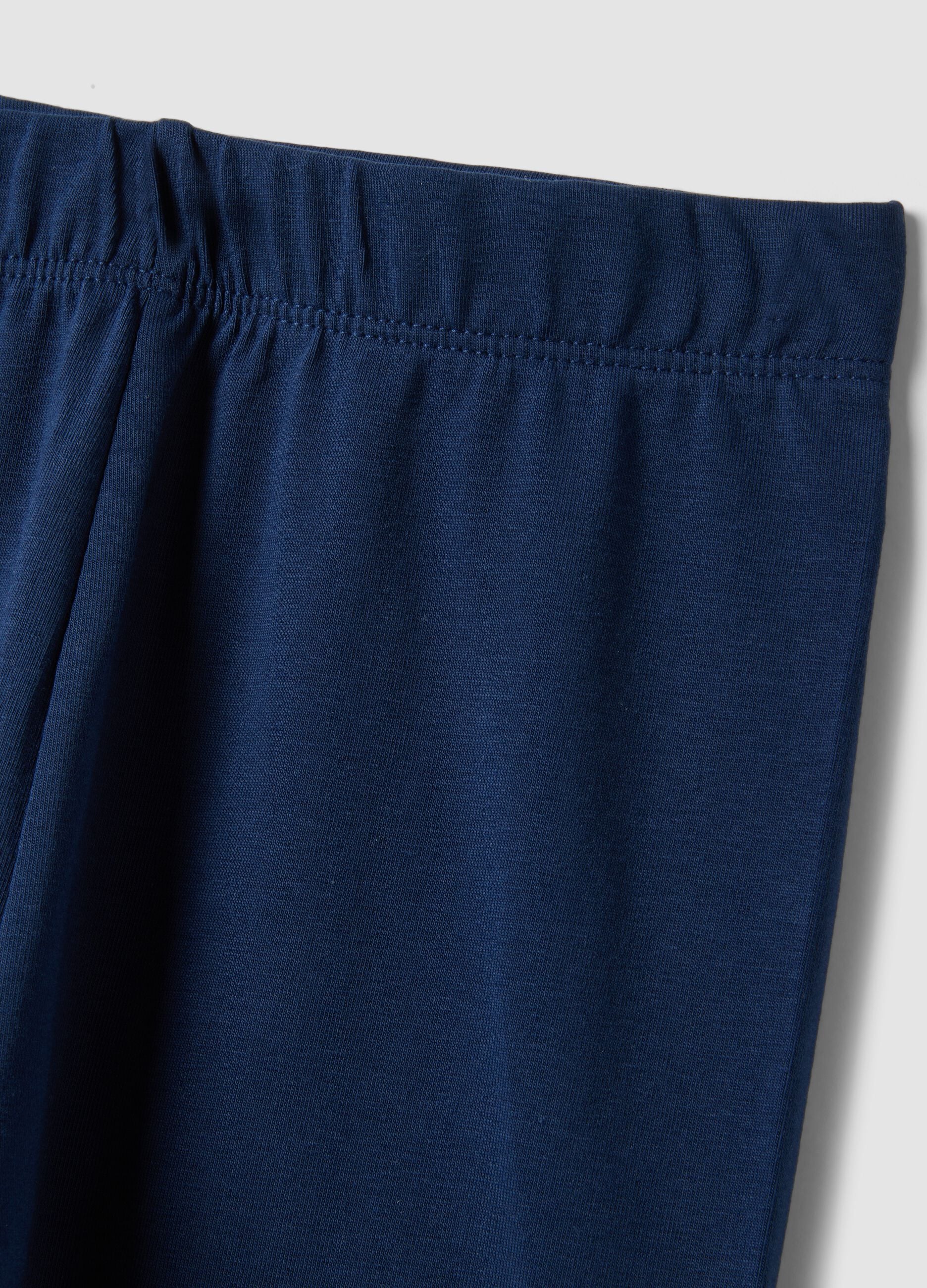 Girls&rsquo; blue skinny leggings in stretch organic cotton