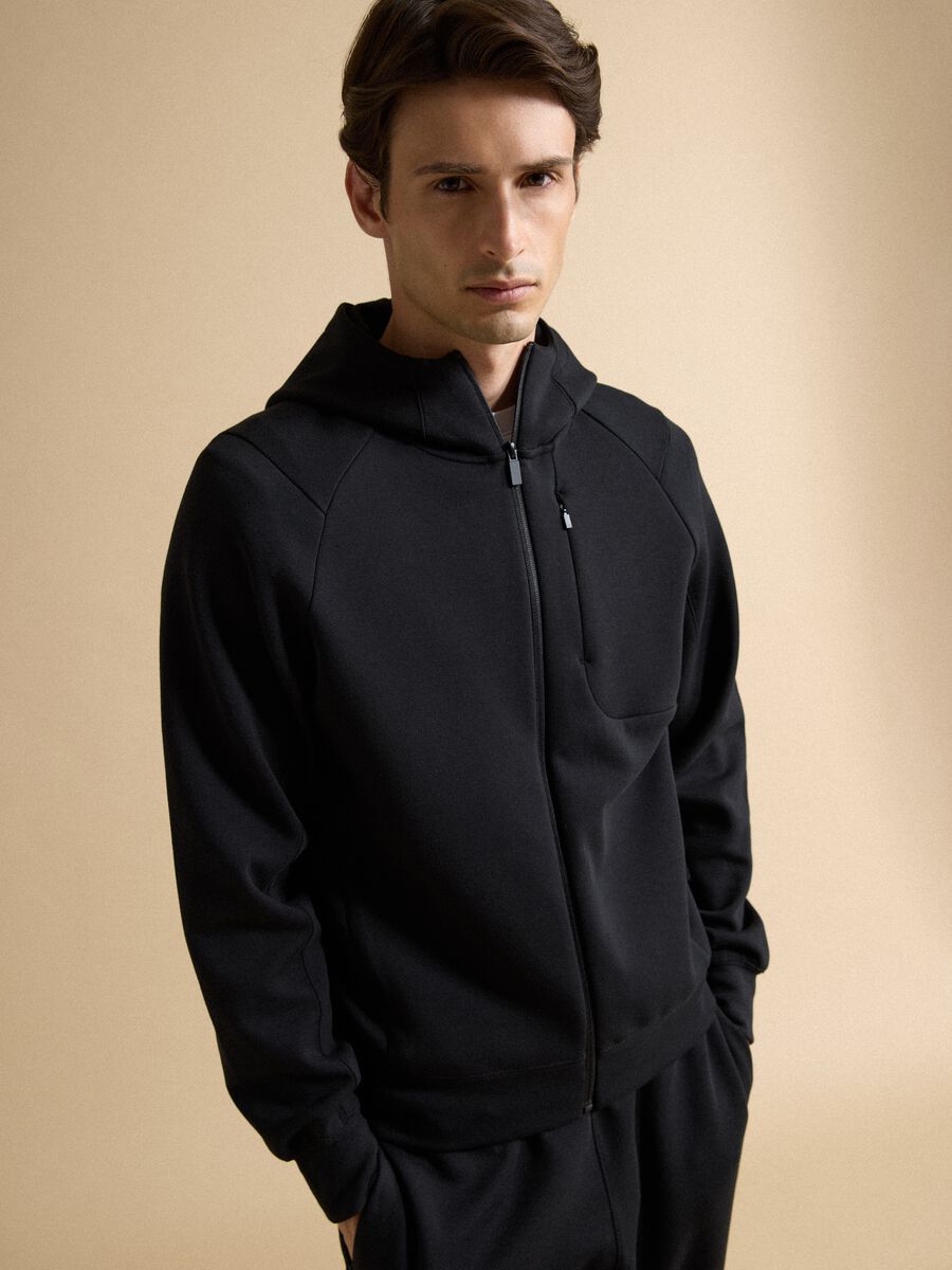 Full-zip nera traspirante in tessuto elasticizzato 2 Way Stretch_2