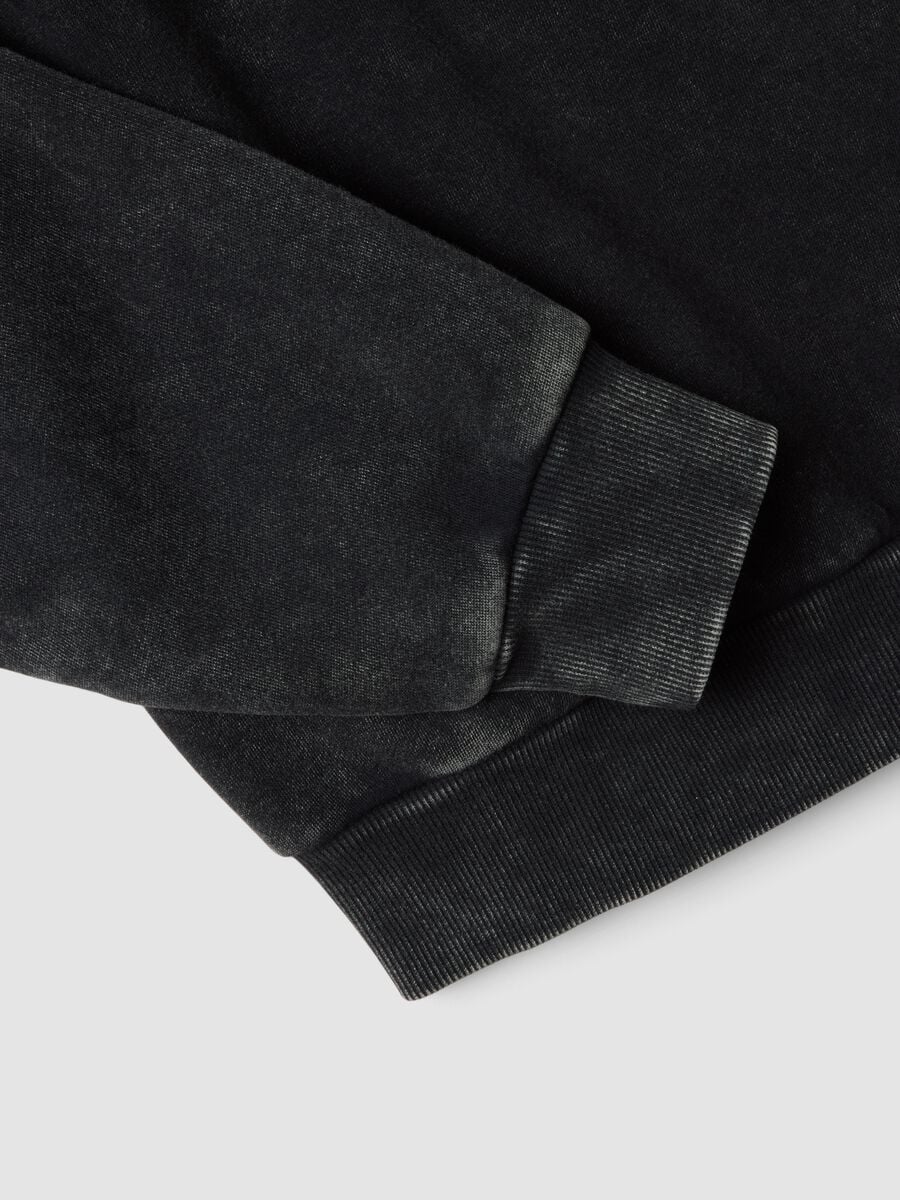 Black cotton-blend sweatshirt with boat neckline_5