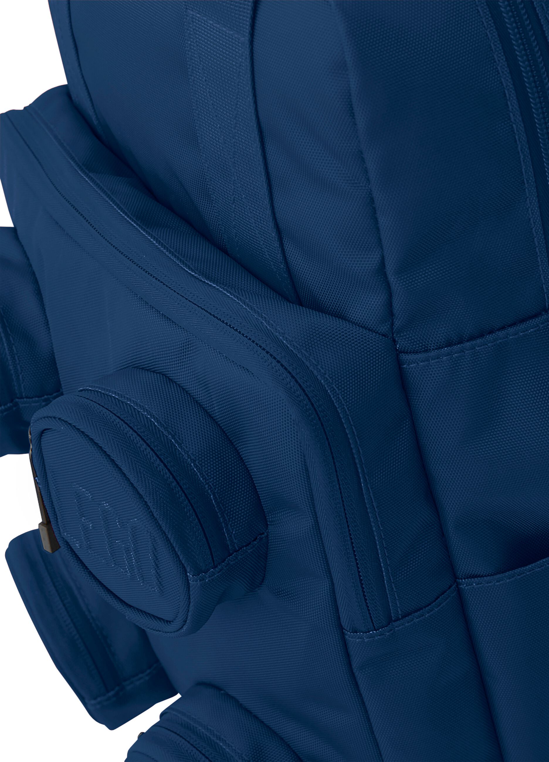 Blue backpack with front pockets