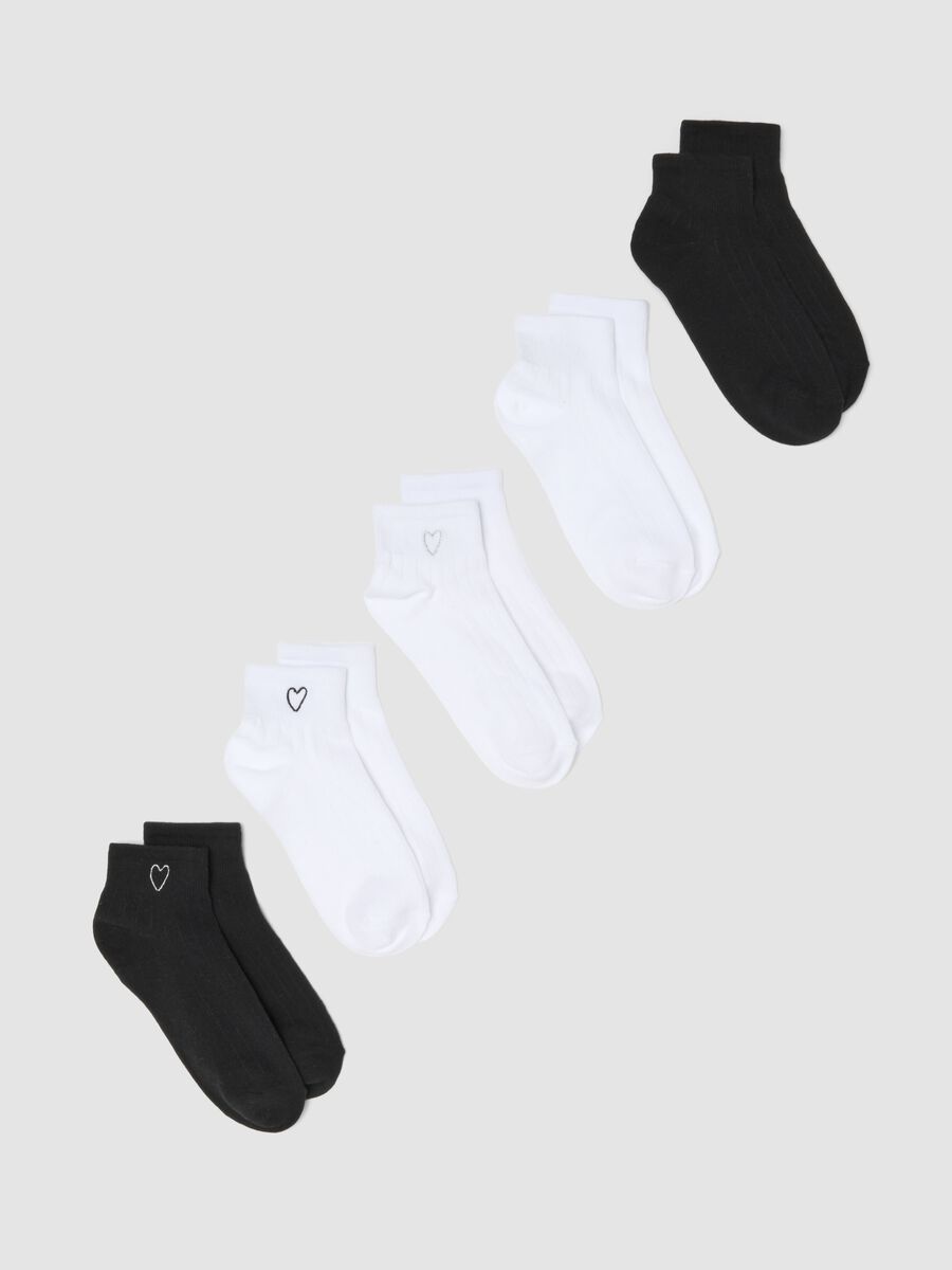 Five-pack of white and black ankle socks in stretch cotton blend_0