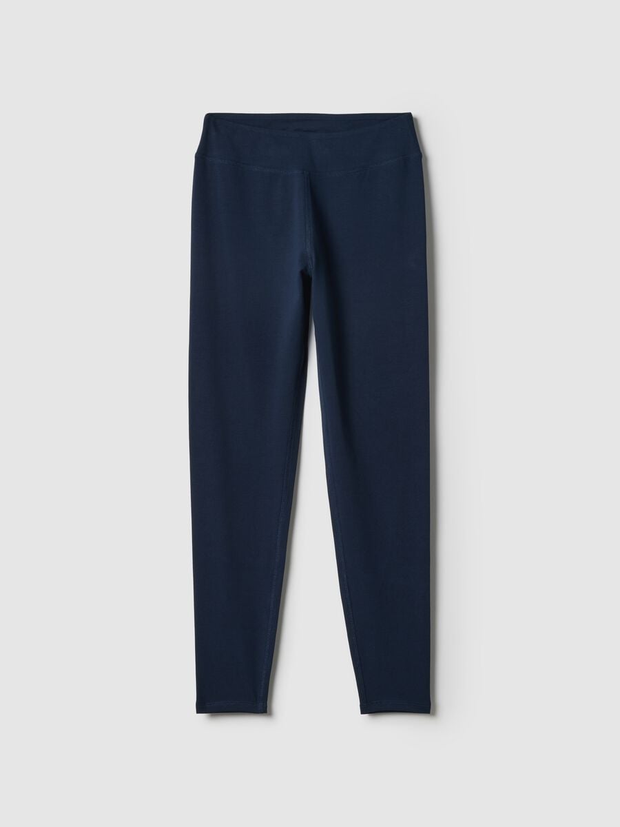 Blaue Slim Fit Stretch-Baumwoll-Leggings_4